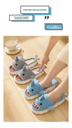 Zapatillas De Lino Con Forma De Tiburón Para Casa De Pareja,
