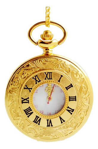 Mini Reloj De Bolsillo Retro Vintage Dorado Ideal Regalo