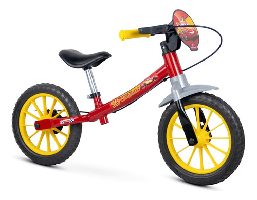 Bicicleta Sem Pedal Bike Aro 12 Balance Bike Carros Disney Cor Vermelho