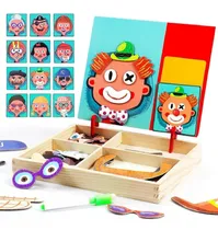 Comprar Puzzle Magnético De Madera Habilidad Motora Rasgos Faciales