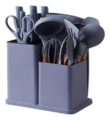 Set De Cocina Juego De Utensilios De Silicona Soporte Madera