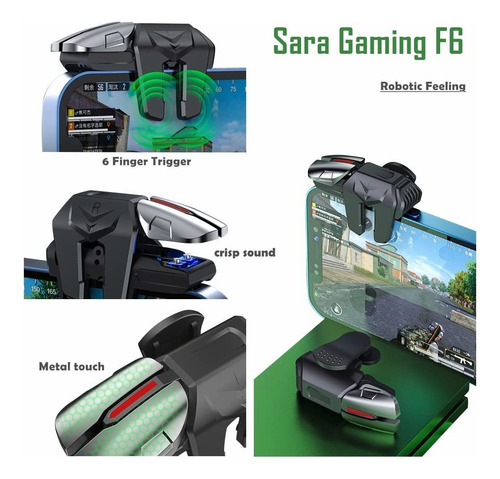 Gatillos Celular Feilibake F6 Con 4 Botones + Dedales Gamer
