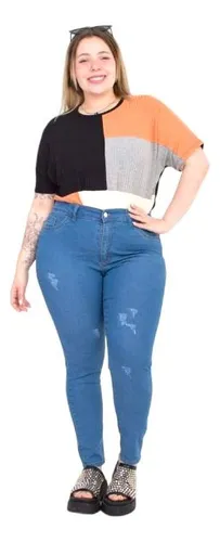 Jean Mujer Tiro Alto Chupin Talles Grandes Sheli 4147