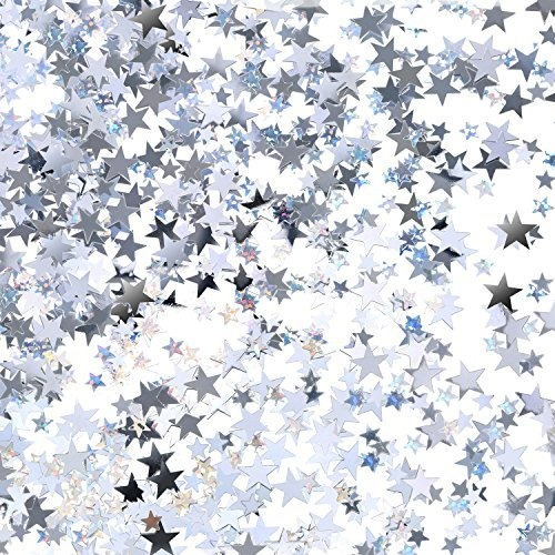 Glitter Confetti Estrellas Plateadas 10 Y 6mm - 60gr