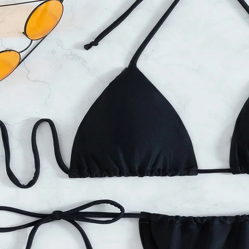 Traje De Baño Sexy De Bikini Triangular De Color Liso Para M