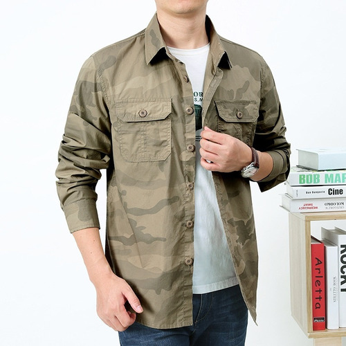 Camisas De Camuflaje Para Hombre, Sobrecamisa De Algodón, Bl