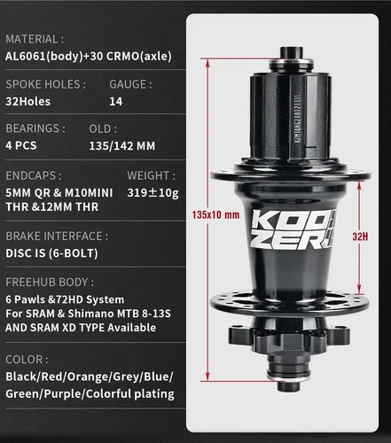 Cubo Tras. Koozer Bm550 Micro Spline 12v 32f 12x148mm Boost