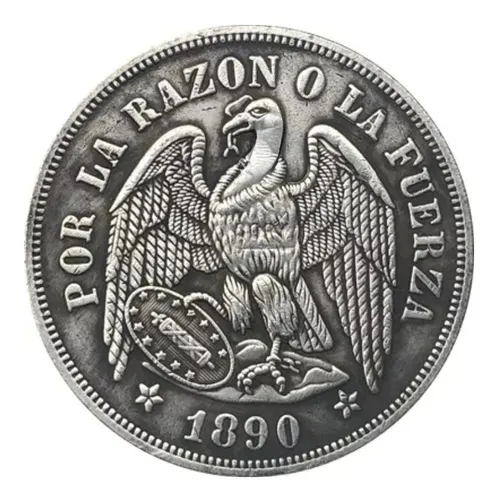 comprar Moneda 1 Peso 1890 Chile, Por La Razón O La Fuerza (repro.)