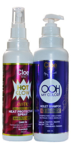 Spray Hot Glow Exotic + Shampoo Cloe Ooh My Color Ice Blonde