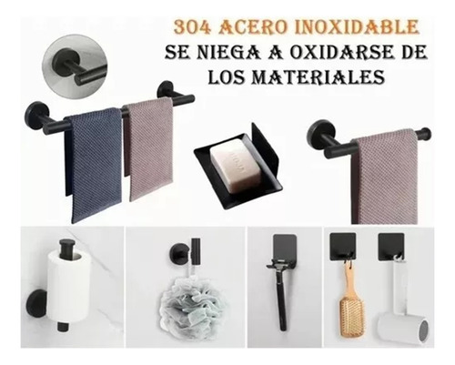 Toallero Baño Acero Inoxidable Juego De Gancho 7 Pzs