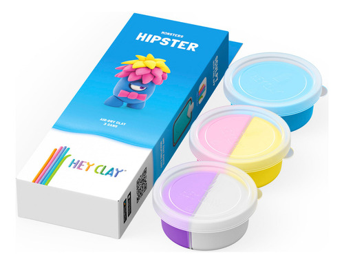 Masa Moldeable Hey Clay Monstruo Hipster X 5 Colores