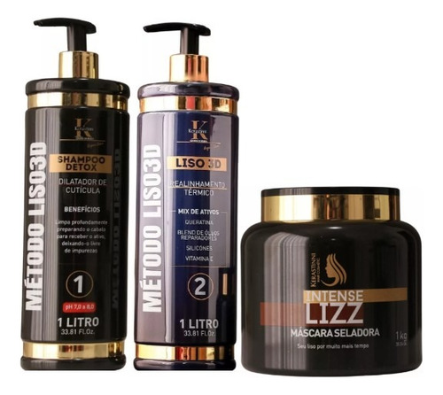 Combo Liso Perfeito Shampoo + Ativokerastinni + Máscara 1 Kg