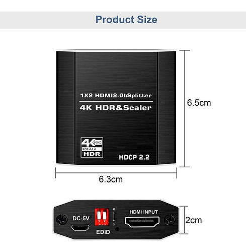 Divisor Hdmi 4k 1x2 Hdmi 2.0b Hdcp 2.2
