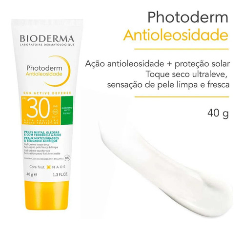 Protetor Solar Facial Photoderm Antioleosidade Fps30 40g Bioderma