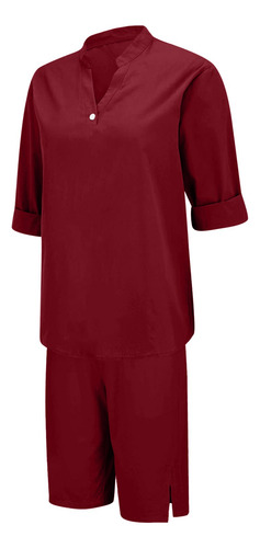 Conjunto De Camisa De Verano Con Mangas De Algodón Para Muje