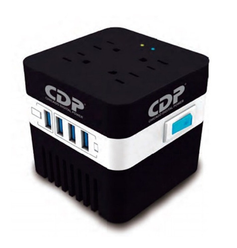 Cdp Ruavr604 Mini Regulador De Voltaje 4 Contactos + 4 Usb