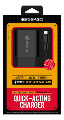 Cargador De Pared Qc 3.0 Carga Rapida + Cable iPhone Premium