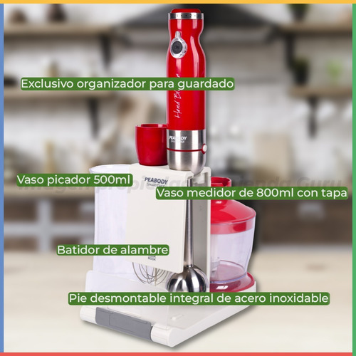 Imagen 5 de 7 de Licuadora De Mano Peabody 800w 5v Licua Pica Bate Pe-lma327r