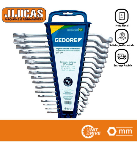 Imagem 2 de 3 de Jogo Chave Combinada Gedore 6 A 22mm 17 Peças 1b-17m