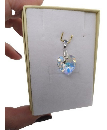 Imagem 2 de 3 de Pingente Cristal Swarovski Aurora Boreal 1,4 Cm Em Ródio