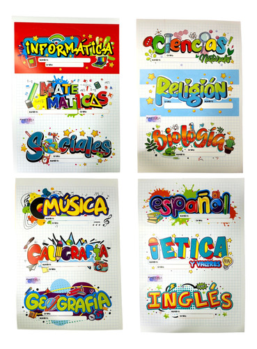 Stickers Materias Escolares Para Marcar Cuadernos X 2 Sets