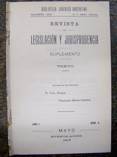 Revista De Legislacion Y Jurisprudencia * Nº 5 Mayo 1913 *