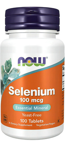 Selenio 100 Mcg Mineral Esencial Now 100 Tabletas Sabor Neutro
