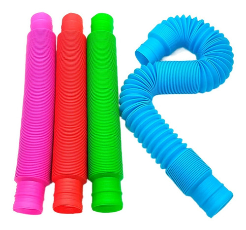 Imagen 1 de 5 de Pop Tubes Tubos Fidget Toy Sensoriales Anti Estres Gigantes