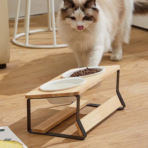 Cuencos S Para Gatos, Perros, Soporte De BambĂș De Pescado