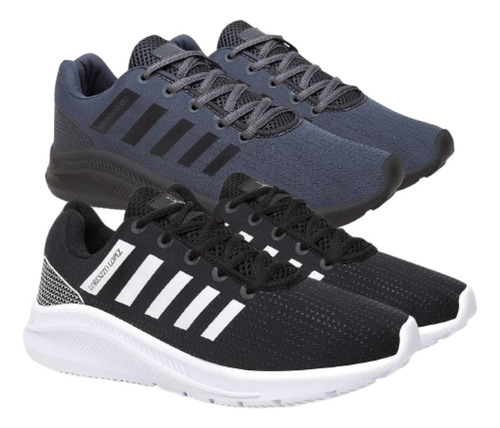 Tênis Esportivo Masculino Designer Premium Kit Com 2 Pares
