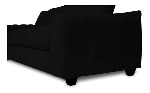 Sofá Briana 2 Cuerpos Chenille Tipo Lino Negro