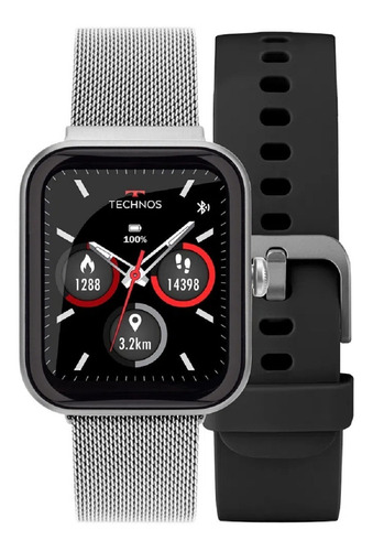 Smartwatch Technos Connect Max Prata E Preto - Tmaxab/5k Cor da caixa Prateado