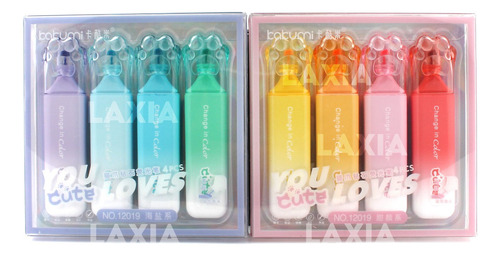 4pz De Marcatextos Garritas De Gato Colores Mixtos Kawaii Color Rojo/Amarillo