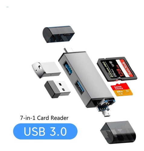 Lector De Tarjetas Multifunción Usb 3,0 7 En 1