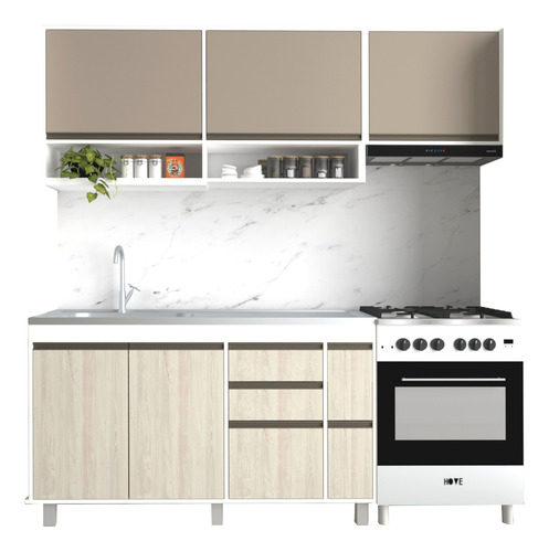 Combo Cocina Alacena + Bajo Mesada 140 + Sobrepurificador