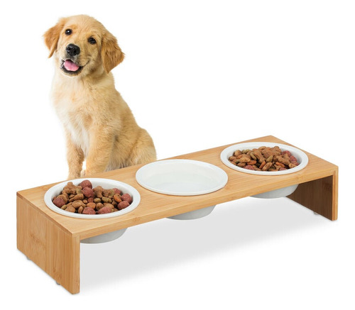 Comedor Elevado Perros + Platos De Regalo