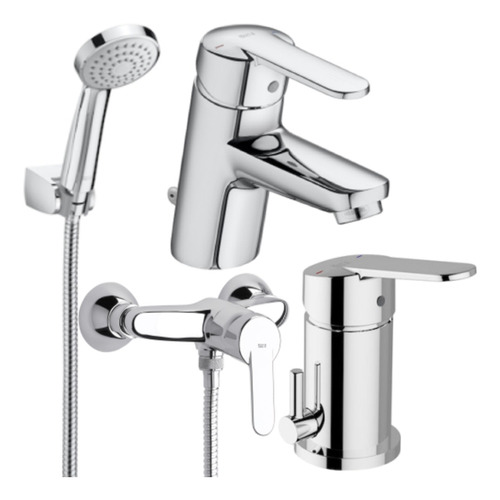 Set Griferia Roca Victoria Lavat + Ducha Ext S/t+bidet Tr P