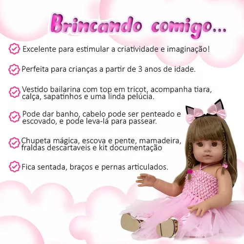 Boneca Reborn Princesa Realista Adora Castanho Silicone - Cegonha