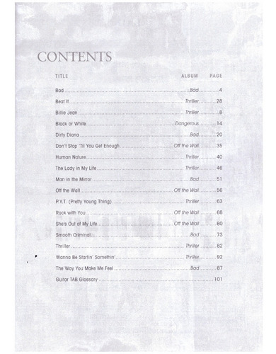 Michael Jackson: Guitar Tab Anthology.
