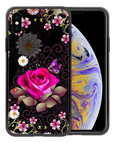 Funda Zhegailian Para iPhone XS Max-mariposa Rosa