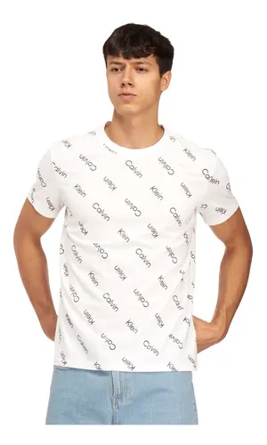Playera Calvin Klein Dise o Estampado Blanco Para Hombre Env o