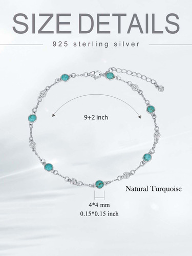 Hpqq Tobillera De Turquesa Para Mujer, Pulsera De Tobillo De