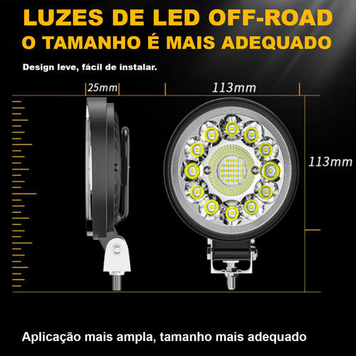 Par Farol De Milha Led 99w 6500k Auxilar Caminhão Barco Off