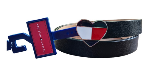 Cinturón Para Dama Negro Tommy Hilfiger Hebilla Corazón 