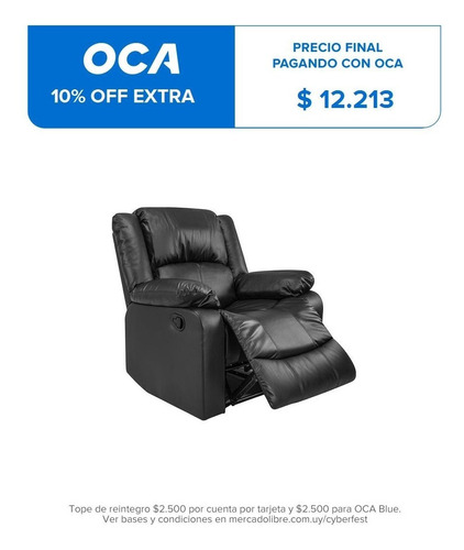 Recliner Poltrona Negro Sillón 1 Cuerpo Livings Divino