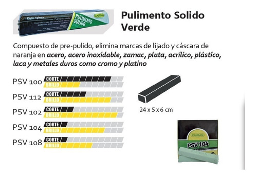 Barra Piedra Para Pulir Aluminio/acero Psv102 12pza Castelan