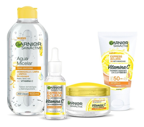 Pack Garnier Express Aclara Vitamina C 4 Pasos Tono Medio