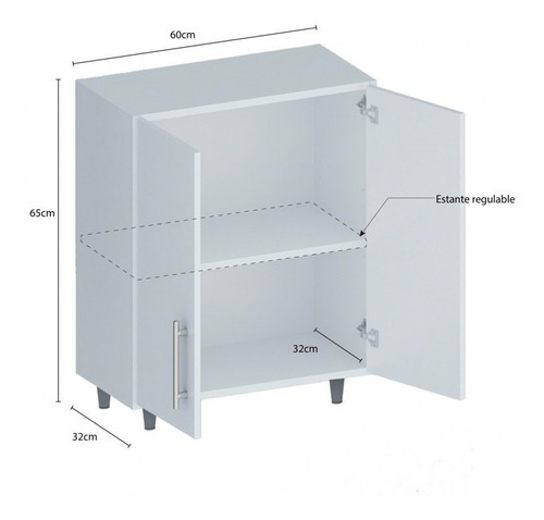 Imagen 5 de 10 de Mueble Módulo Doble 2 Puertas Melamina Centro Estant Cocina