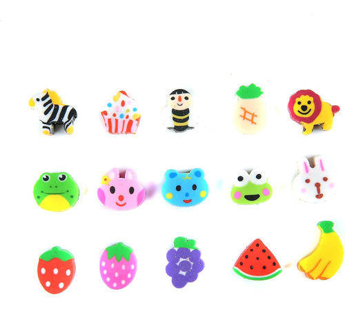 300 Mini Borradores De Frutas De Animales, Surtido De Borrad