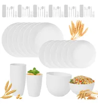 Comprar 66pcs Vajilla Juego Cocina Paja Trigo Plato Tazas Kit Vajilla Para 6 Personas Younic